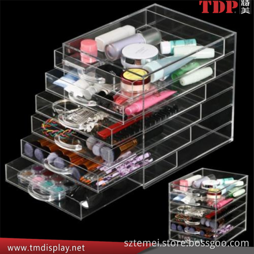 customized wholesale 6 drawers cosmetic organizer clear acrylic jewelry box